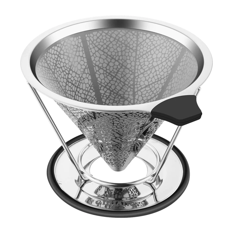 

Pour over Coffee Dripper, Stainless Steel Coffee Filters Cone with Stand Reusable Paperless Pour over Coffee Maker for 1-4 Cup