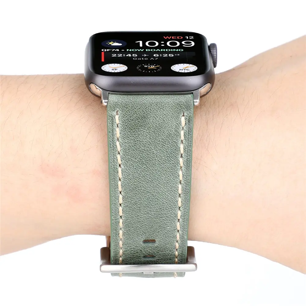 Ремешок для наручных часов Apple Watch, версии натуральная кожаный ремешок 42 мм, 38 мм, ремешок для наручных часов iWatch, Версия 44 мм 40 мм 5/4/3/2/1 браслет ремень
