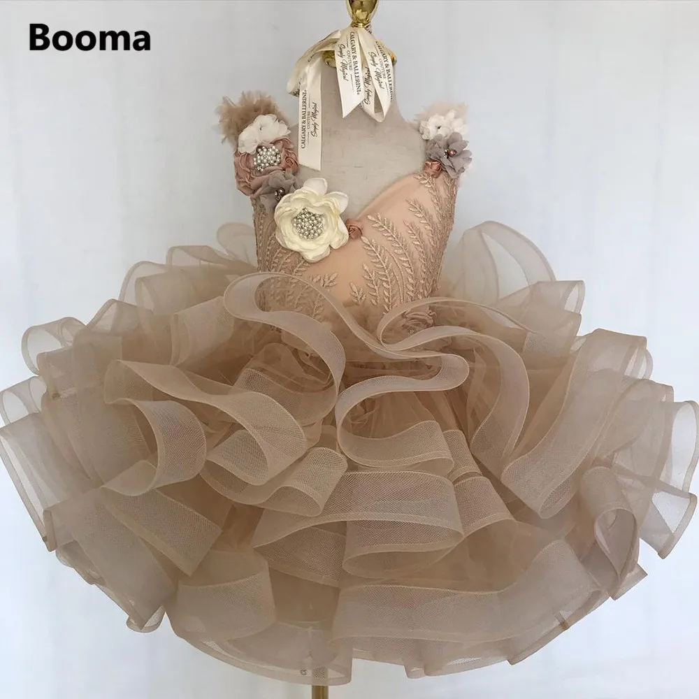 『Cheap!!!』- Booma Champagne V-Neck Tulle Mini Flower Girl Dresses
2022 Handmade 3D Flowers Ruffles Tiered Tutu Girls Wedding Party Dresses