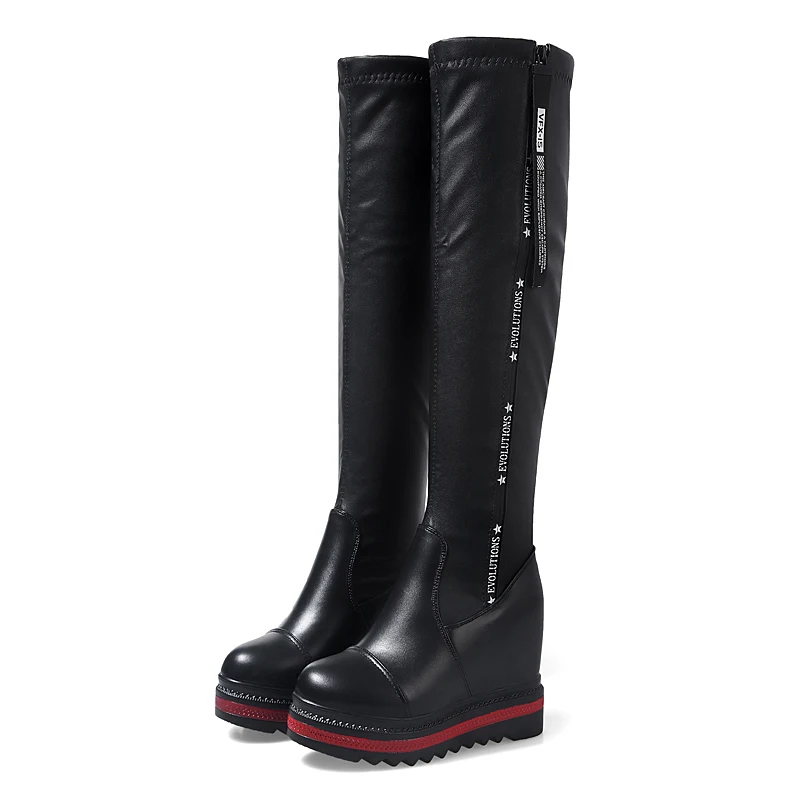 Side Zipper Knights Boot Women Height Increasing Platform Winter Shoes Woman Stretch Febric Wedges Knee High Snow Boots WB067 Side Zipper Knights Boot Women Height Increasing Platform Winter Shoes Woman Stretch Febric Wedges Knee High Snow Boots WB067