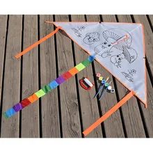 DIY Детский граффити цветной змей открытый родитель-ребенок Спорт Забавный детский подарок длинный хвост кайт белый треугольный ремень 60 м линия