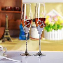 2 шт./компл. с украшением в виде кристаллов Свадебные тостов бокалы для шампанского для питевых чашек вечерние брак вина украшения для вечеринок в подарочной коробке