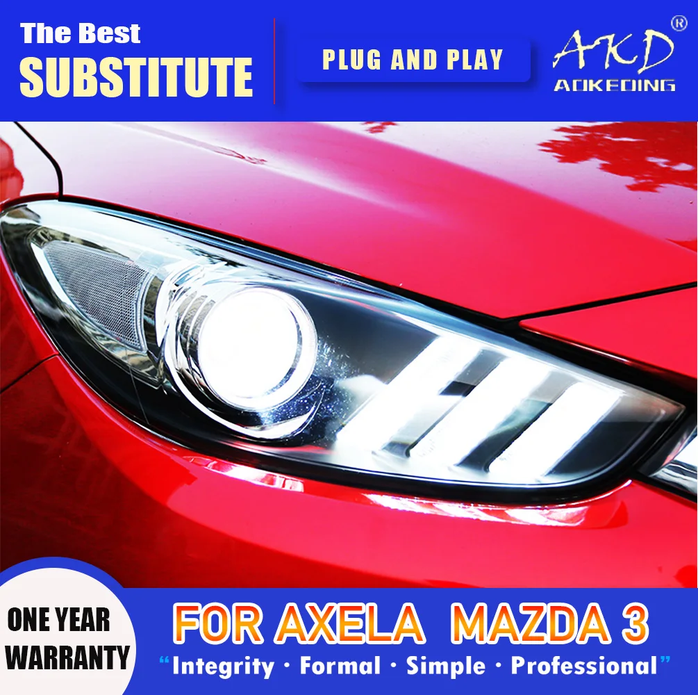 

AKD Head Lamp for Mazda 3 Axela LED Headlight 2014-2016 Headlights Mazda 3 DRL Turn Signal High Beam Angel Eye Projector Lens