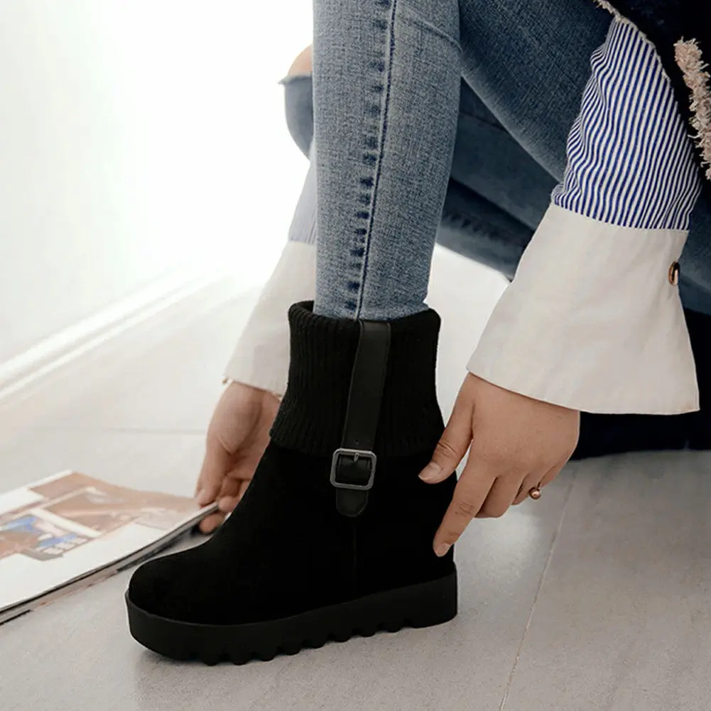 

SARAIRIS 2020 Large Size 43 Flock Inner High Heels Comfortable Lady Ankle Boots women's Shoes Woman Female Winter Boots