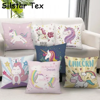 

Silstar Tex Cute Unicorn Throw Pillow Case Rainbow creativity Pillowcases For Kids Girls Birthday Gift