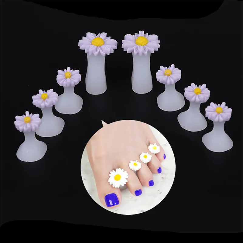 8PCS Toe Silicone Separator Nail Art DIY Tool Pedicure Flower Heart Waterdrop Crystal Diamond Pearl Separator Nail Art Tools
