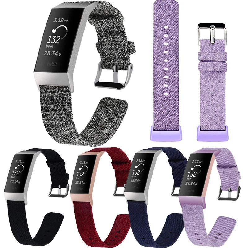 Nylon Loop Fabric Watch band For Fitbit Charge 3 Wristband Smart Watch