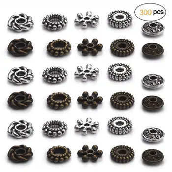 

300/500pcs Tibetan Alloy Spacer Beads Rudder Flower Bronze Silver Color Spacers for DIY Bracelet Necklace Jewelry Findings