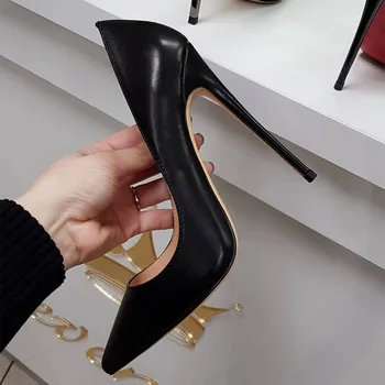 

Black High-heeled Shoes Woman Occupation Women's Shoes 2019 Sharp Sexy Single Shoe