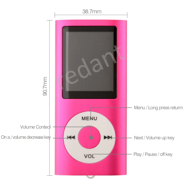REDANT 4TH GEN 1,8 дюймовый экран 16 ГБ 32 ГБ Встроенная память Mp3 музыкальный плеер с fm-радио электронная книга MP3-плеер MP 3 MP-3