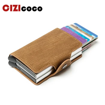 

New RFID Blocking Card Holder Anti-theft Double Box Card Bag High Quality Oxford Card Wallet Automatical Pop-up Metal ID Case