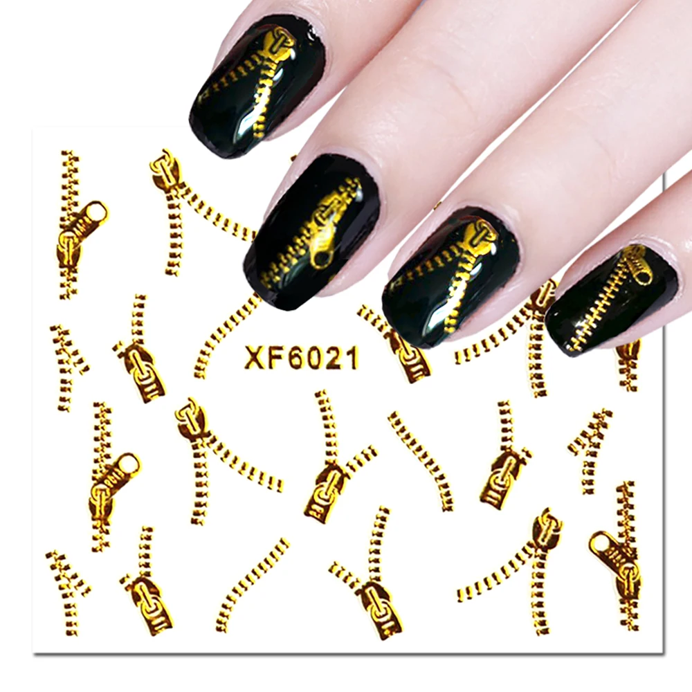 1 лист 3D золотая молния наклейка на ногти паук перо Дизайн вода переводная наклейка для украшения ногтей маникюр слайдер LA1553