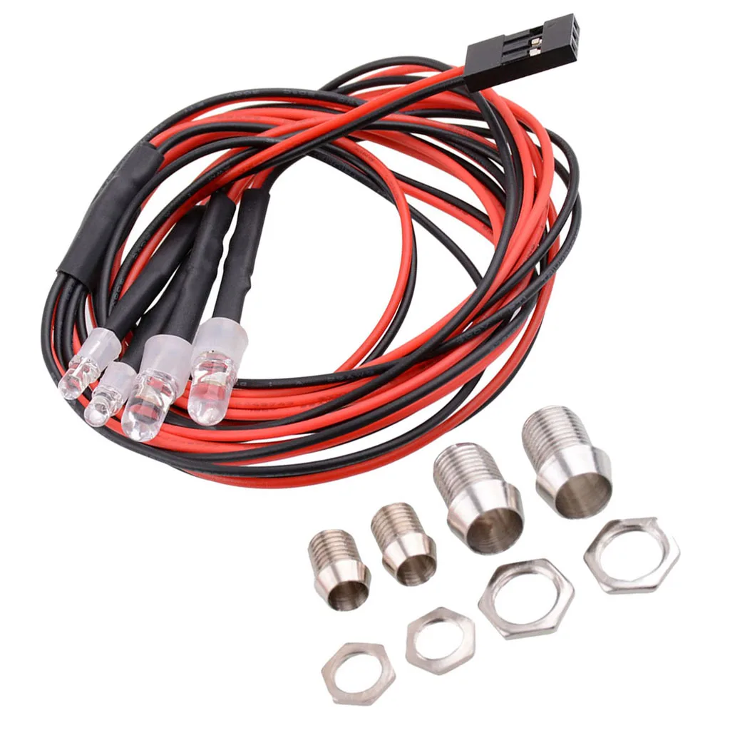 4pcs LED Light Headlight Kit for 1/5 1/8 1/10 1/12 1/16 RC Car Truck Model Red White
