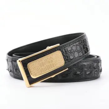 

luxury brand crocodile leather belt men's automatic buckle non-stitching high-end casual pants ceinture homme holographic sale