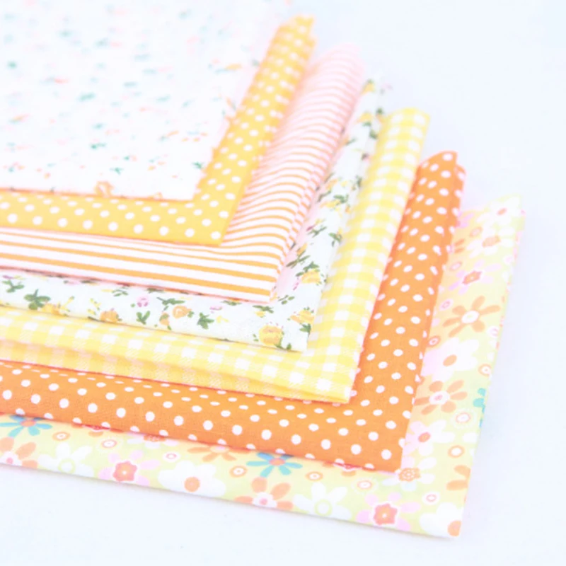 

7 Pcs Handmade Patchwork Fabric Cotton Pure Cotton Cloth Printing Cloth Head Cloth Group Small Floral Plain Weave DIY Handmade