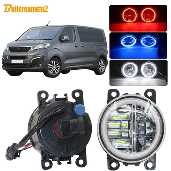 

Buildreamen2 Car Styling LED Fog Light Assembly 4000LM Angel Eye Daytime Running Light 12V For Peugeot Traveller 2016 2017 2018