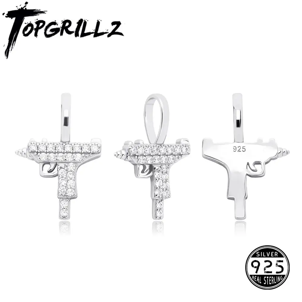 TOPGRILLZ Новинка 100% Стерлинговое Серебро 925 пробы кулон с пистолетом Высокое