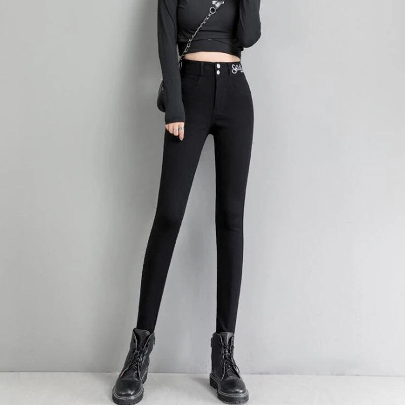 

High Waist Pencil Pants Women Plus Size Ladies Trousers Slim Stretch Autumn 2020 Bottoms Black White Korean Style Lounge Wear