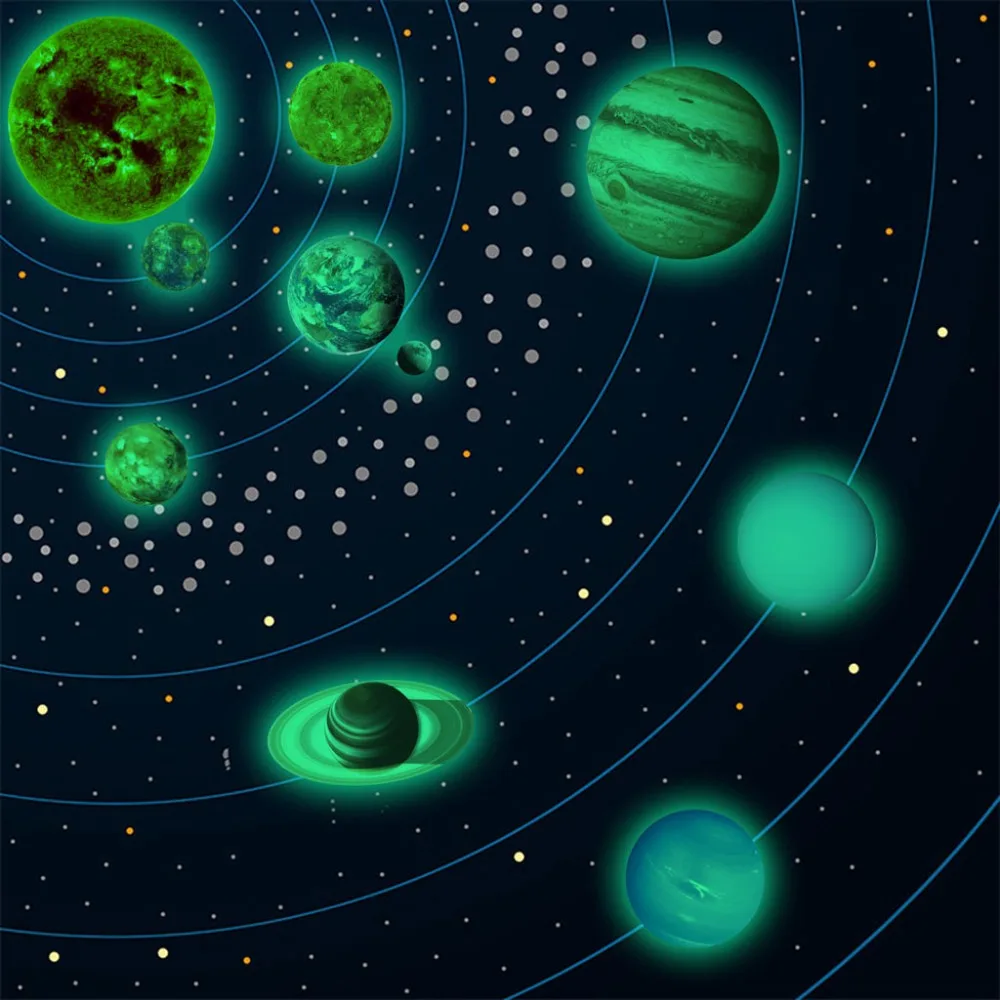 Наклейки для украшения дома светится в темноте круглые планеты звезды ПВХ наклейки на стену для детских комнат Pegatinas Paredes Decoraci n Прямая поставка c