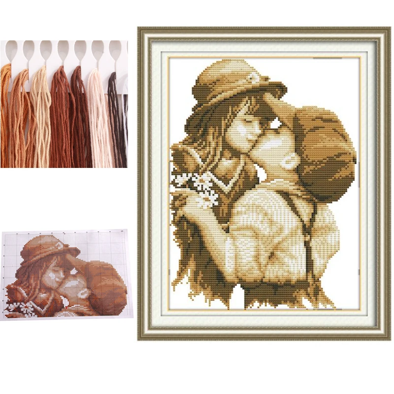 

Needlework DIY Cross Stitch Romantic First Kiss Embroidery Cross-stitch Decoration Painting Art Home Decor cross-stitch-kits