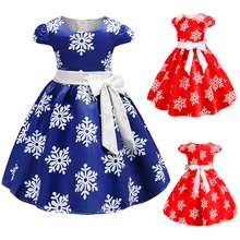 Рождественские вечерние платья для девочек со снежинками и бантом; свадебное платье принцессы; детское рождественское Пышное Платье для девочек