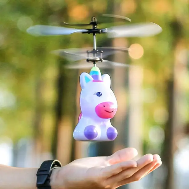 Mini RC Unicorn Alien Drone With LED Light Cartoon Quadcopter Helicopter Model Electric Gesture Induction Dron Toys for children 1