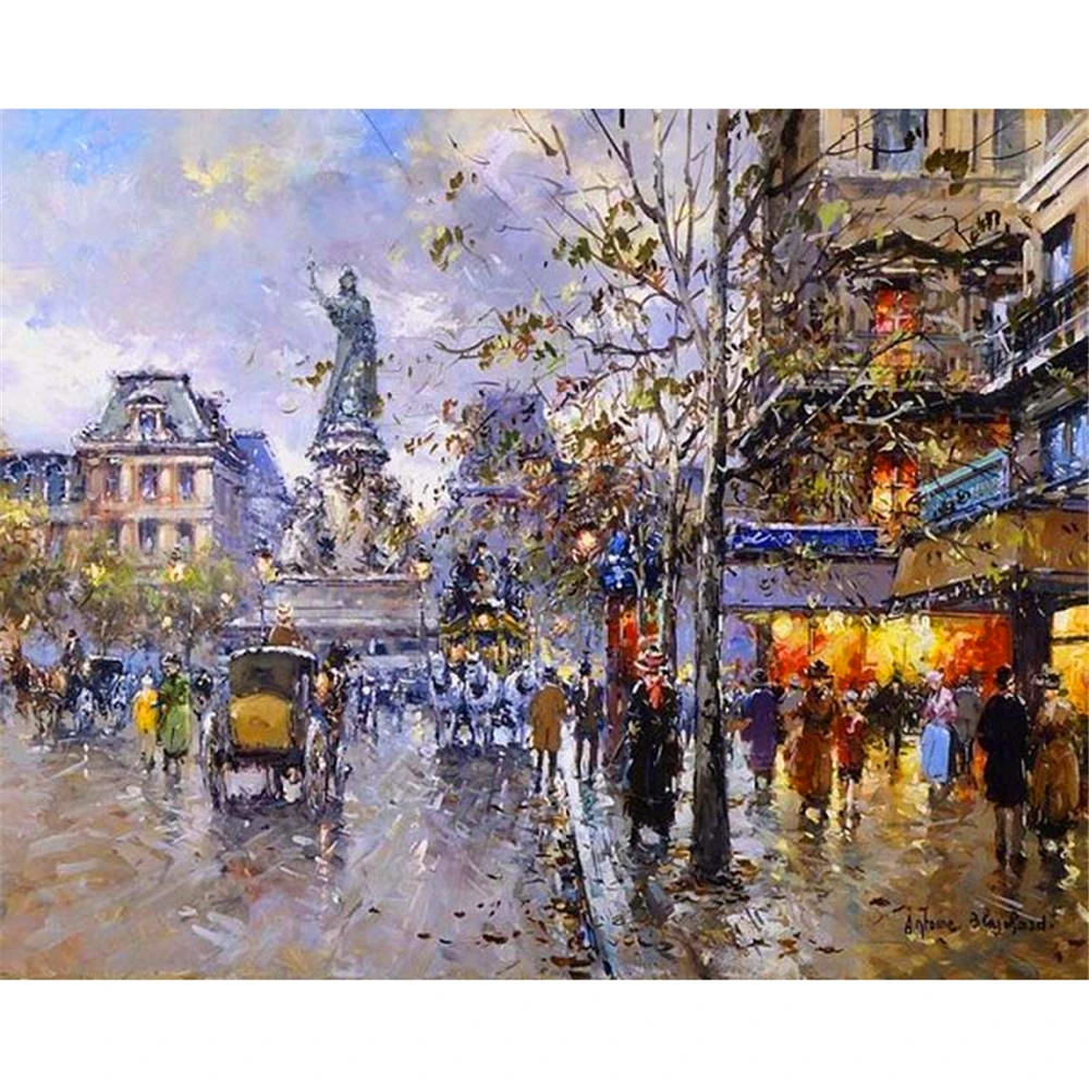 

Street View Paint By Numbers DIY Set For Quarantine Depression-Killer DIY Oil Painting With Combo Frame and Colorful Canvas