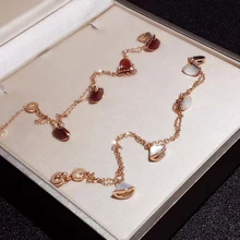 Брендовые ювелирные изделия из чистого 925 пробы серебра для женщин, браслет с жемчугом и веером, свадебные украшения белого и красного цветов, браслет с 4 веерами