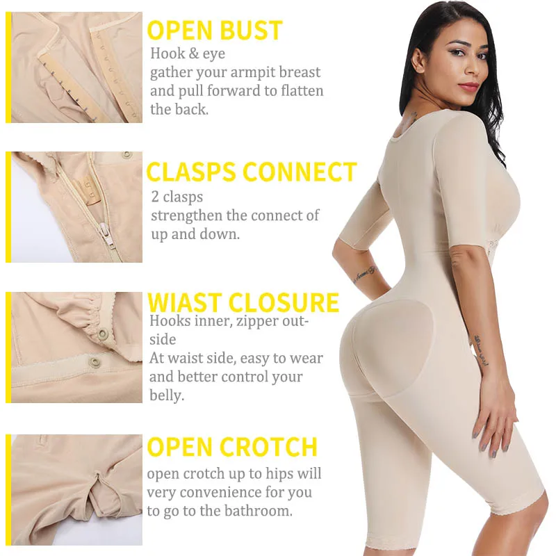 Günstige Körper Former Frauen Bodysuit Shapewear Taille Trainer Magen Abnehmen Unterwäsche Gürtel Butt Heber Bauch steuer Shaper Arm Former