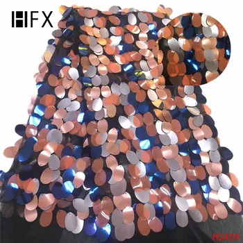 

HFX High Quality 2019 Tulle Sequins African Lace Fabric Embroidered French Nigerian Lace Fabric for Wedding party dress H2459