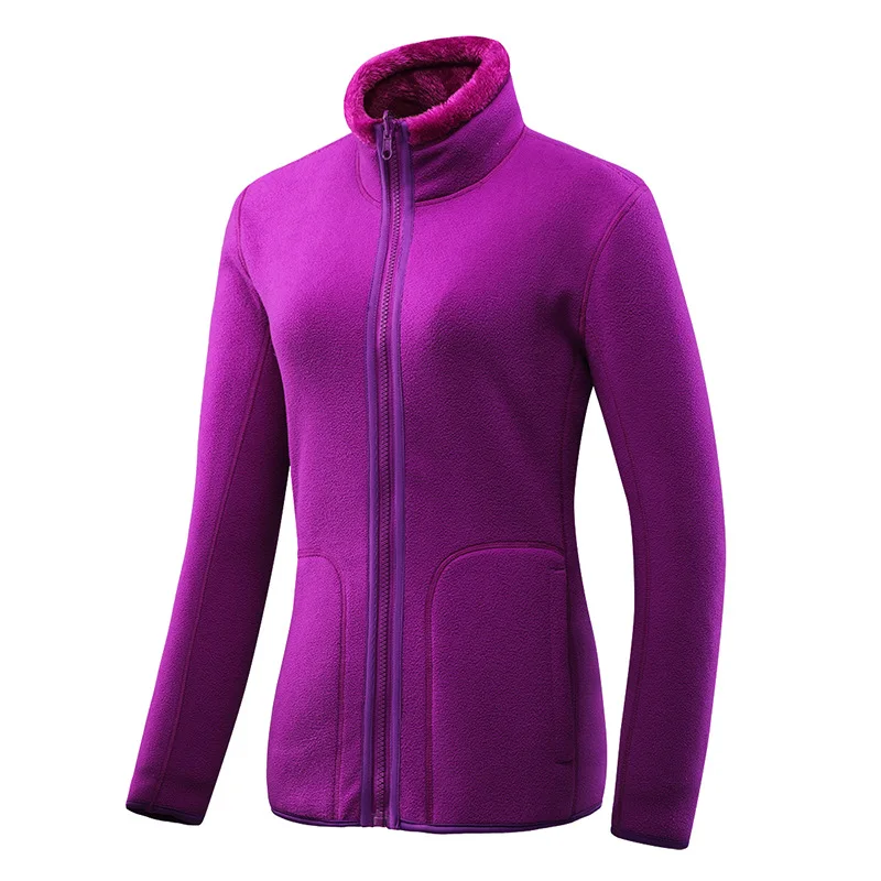 5XL мужская и женская зимняя бархатная утолщенная теплая куртка для спорта на открытом воздухе, альпинизма, рыбалки, верховой езды, пешего туризма, ветрозащитная Теплая Флисовая Куртка - Цвет: Women Purple Red