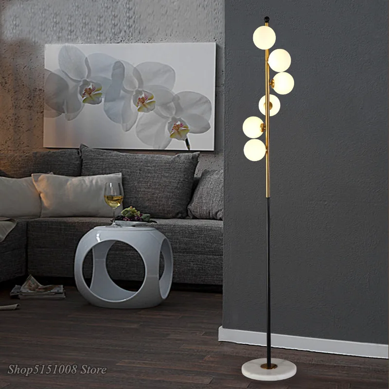  Nordic Simple Floor Lamps for Living Room Glass Ball Standing Lamp Gold Light Bedroom Creative Art  - 32964560704