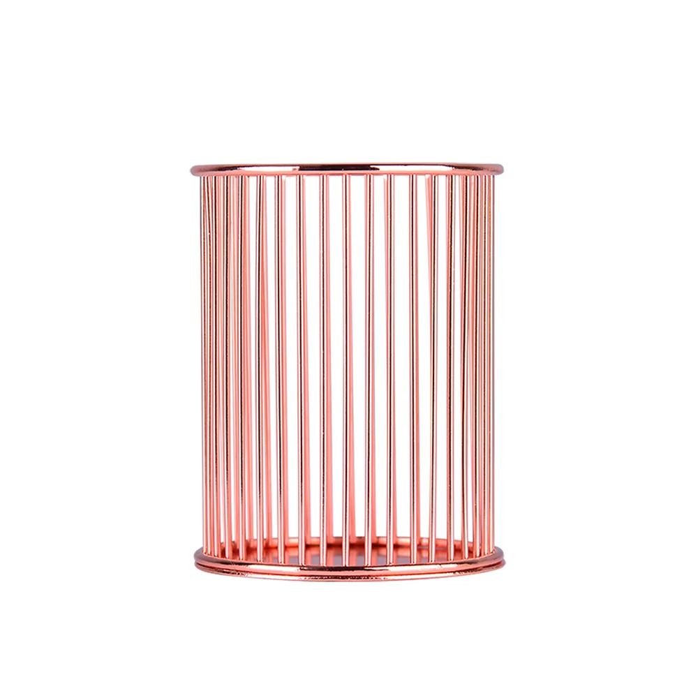

Office Metal Pen Holder Simple Round Makeup Brush Storage Box Kitchen Chopstick Case Ornaments Gold Rose Gold Iron Organizer Jar