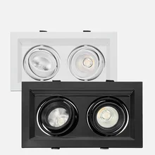 

LED grille lights Double square down lights grid grape frame aluminum embedded commercial gallbladder lights COB spotlights