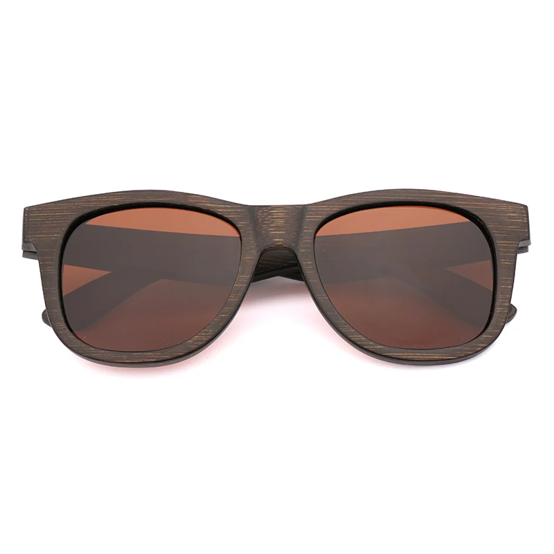 YB001-02 Brown Винтажные деревянные солнцезащитные очки из бамбука коричневого цвета, деревянные солнцезащитные очки, мужские Поляризованные женские солнцезащитные очки, квадратные солнцезащитные очки oculos de sol feminino - Цвет линз: YB001-02 Brown