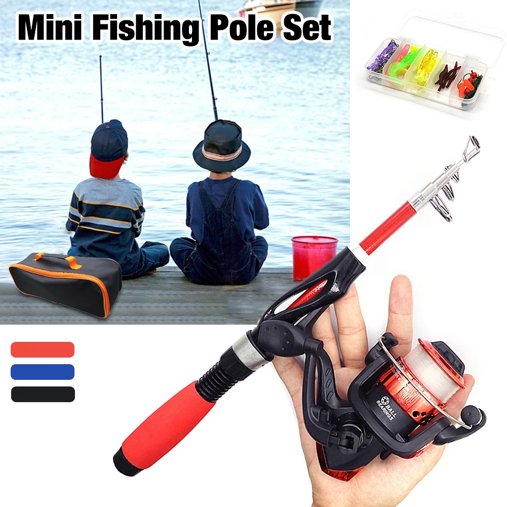 Kids Fishing Pole Set Telescopic Portable Lightweight Comfortable Grip  Fishing Rod Kit With Reel Bait Box Fish Equipment Gifts