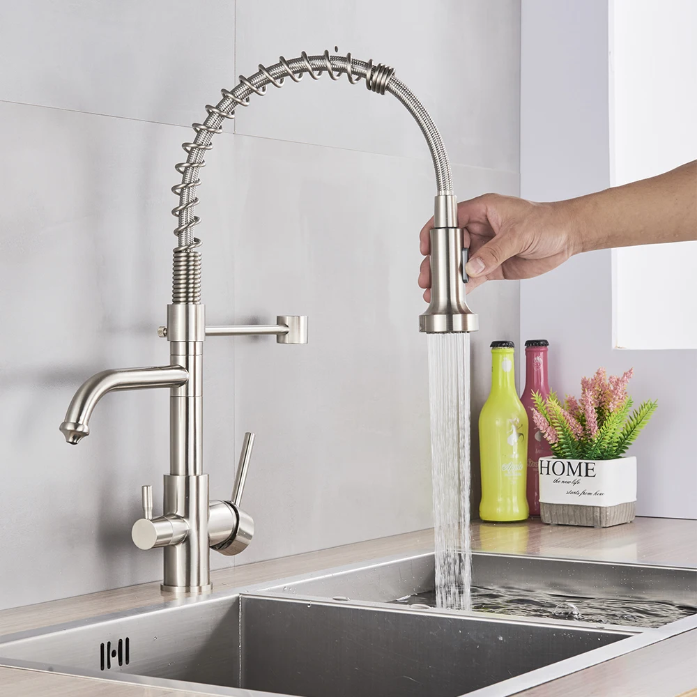 360度回転可キッチンシンク用 ミキサー水栓 蛇口シャワー 壁掛キッチン