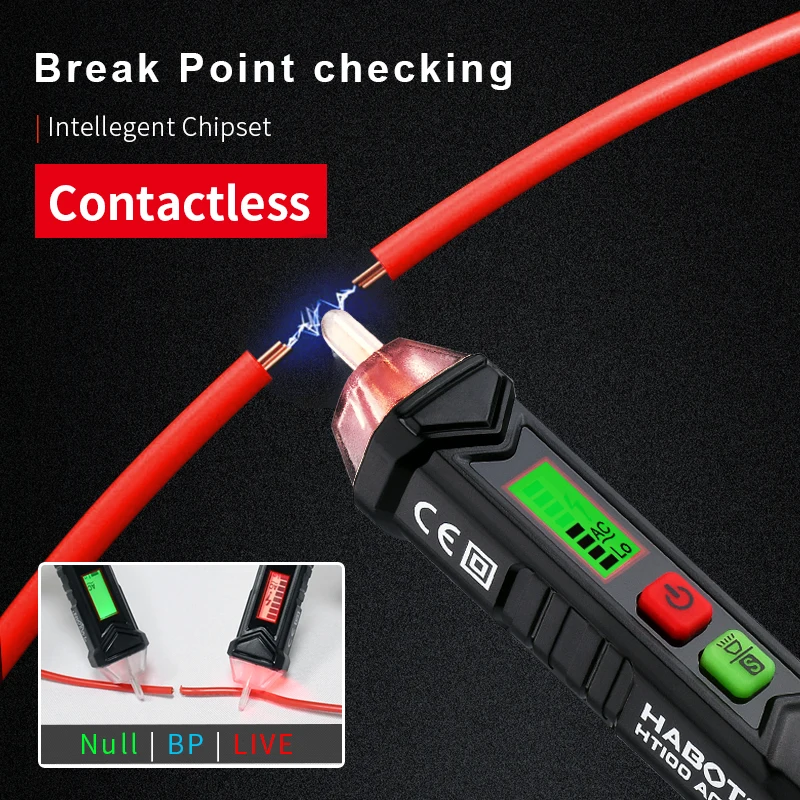 

AC Voltage Detector HABOTEST Voltage Tester Smart Electric Tester Live Null Wire Detection Breakpoint Tracing Test Pen NCV HT100