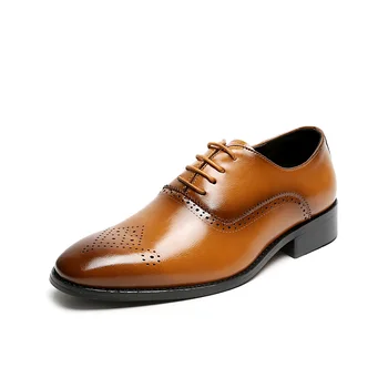 

2020 Men Dress Shoes Gentleman British Business Paty Leather Wedding Shoes Men Flats Leather Oxfords Formal Shoes