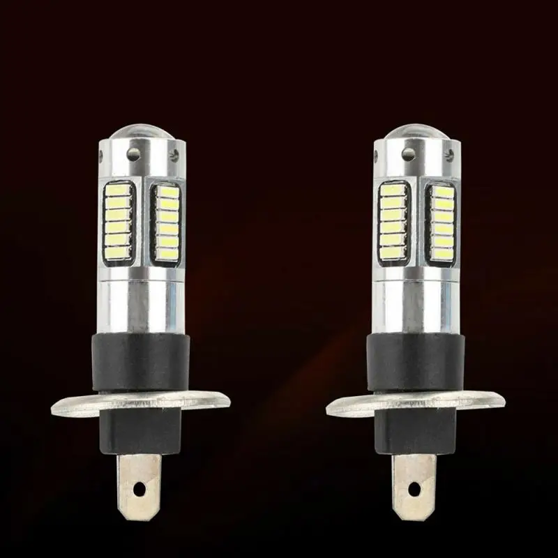 2pcs CAR H1 LED Projector Fog Light Bulbs Kit High Beam DRL Super Bright 6000K White 4014 Chip For Turn Light, Reverse Light