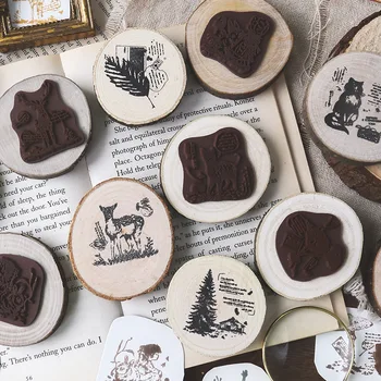 

Natural of Retro Plants Animal Wood Seal DIY Wooden Rubber Stamps for Scrapbooking Stationery Scrapbooking Standard Stamp