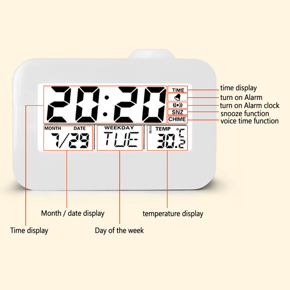 Многофункциональный ЖК-дисплей Голосовое управление подсветка голосовые говорящие часы хронометраж календарь Проекционные часы будильник светодиодный подсветка