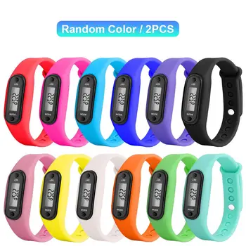 

2PCS Digital LCD Walking Distance Pedometer Run Step Walking Distance Calorie Counter Wrist Sport Fitness Watch Bracelet