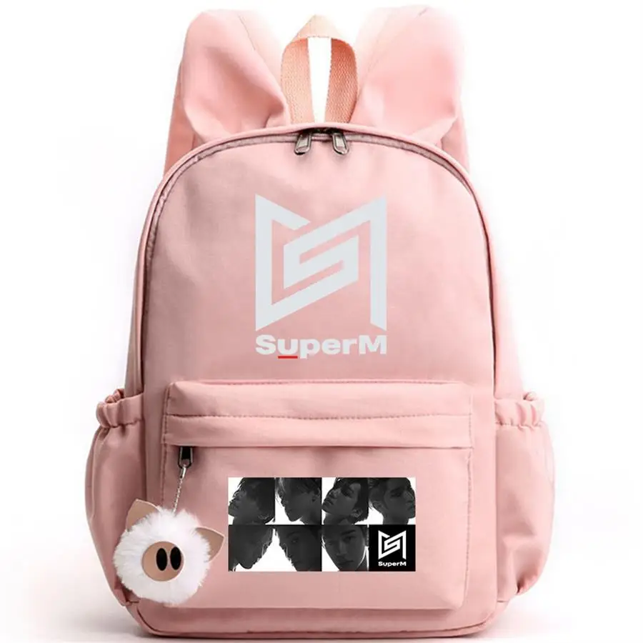 SuperM спортивный рюкзак для путешествий Taeyong Baekhyun сумка на плечо Kpop Taemin Kawaii Rabit Ears модный ранец рюкзак - Цвет: SuperM Pink