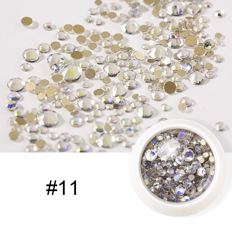 1 Box Nail Rhinestones Red Colorful Flat Bottom Mixed Size Nail Art Beads DIY Manicure 3D Nail Art Decorations 30 Colors - Цвет: 11
