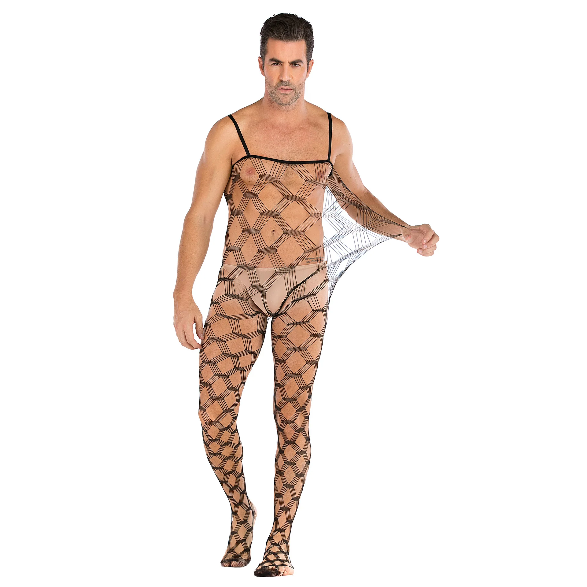 Men jumpsuits transparent stockings outfit sexy temptation to open files fishnet tights uniforms most comfortable boxer briefs Exotic Apparel