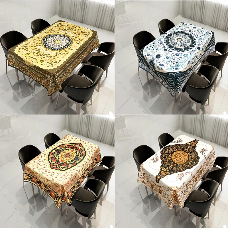 

Mandala Flower Kitchen Tablecloth Waterproof Rectangular Dining Table Protector Printed Decor Tablecloth For Home Table Cover