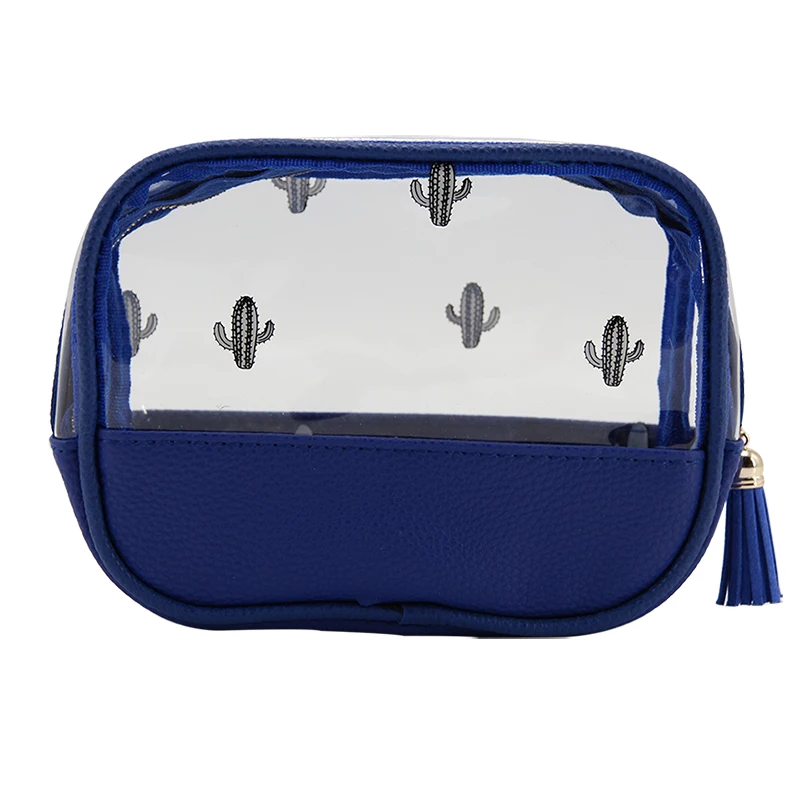 Portable PU ladies creative cosmetics storage bag wash transparent fashion cute cactus pattern | Дом и сад