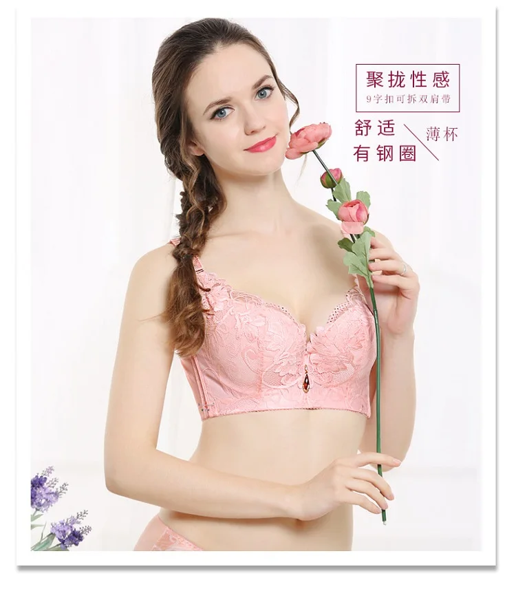 Big size bralette lingerie plus size women push up bra C D cup sexy Deep V underwear lace embroidery brassiere