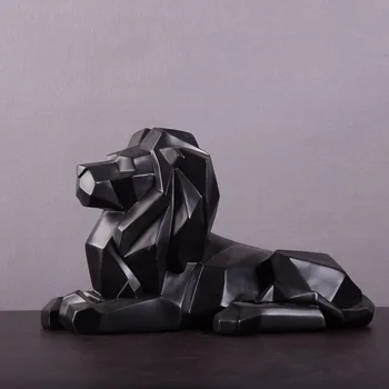 

GEOMETRY ORIGAMI LION SCULPTURE RESIN AFRICAN WILDLIFE PREDATOR STATUE/ FENG SHUI LION CRAFTS HOME DECORATIONS R60